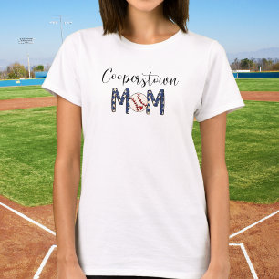 Camiseta Compañero NY Béisbol Mamá Cul Script Sports Mom