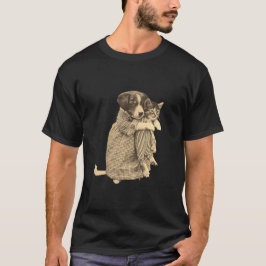 Camiseta Compañeros guapos: Perros y gatos construyendo ami