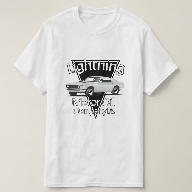 Camiseta Compañía de Aceite para Motores Lightning Ltd. (Diseño del anverso)