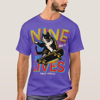 Camiseta Compañía de patinaje Retro Nine Lives Gato diverti