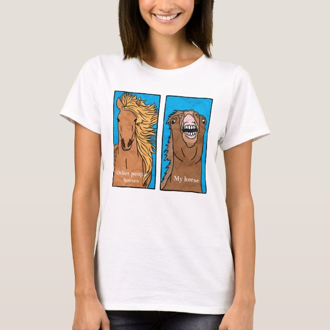 Camiseta Comparación divertida Meme del caballo (Anverso)