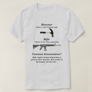Camiseta Comparación humana del mal de Hammer y Rifle