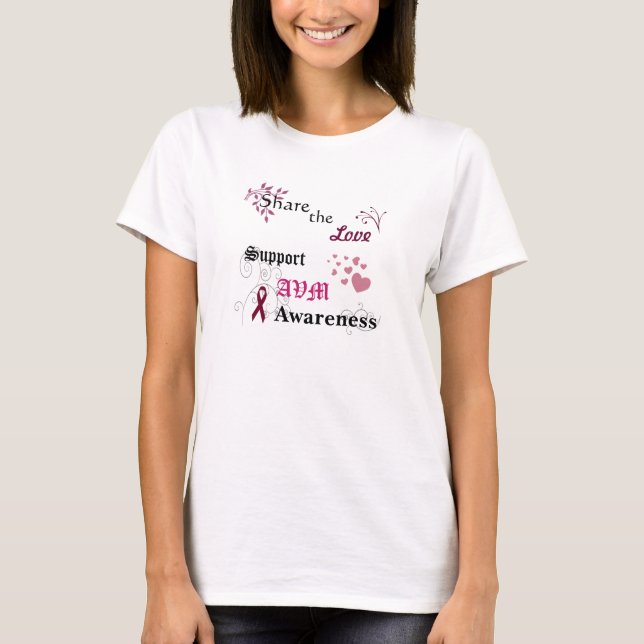 Camiseta Comparta la conciencia de la ayuda AVM del amor (Anverso)