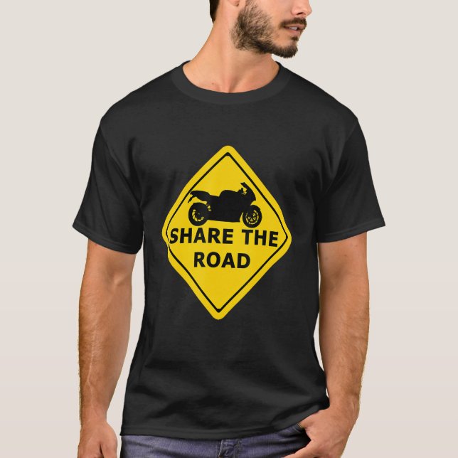 Camiseta Compartir motocicleta de Rótulo de carretera Motoc (Anverso)
