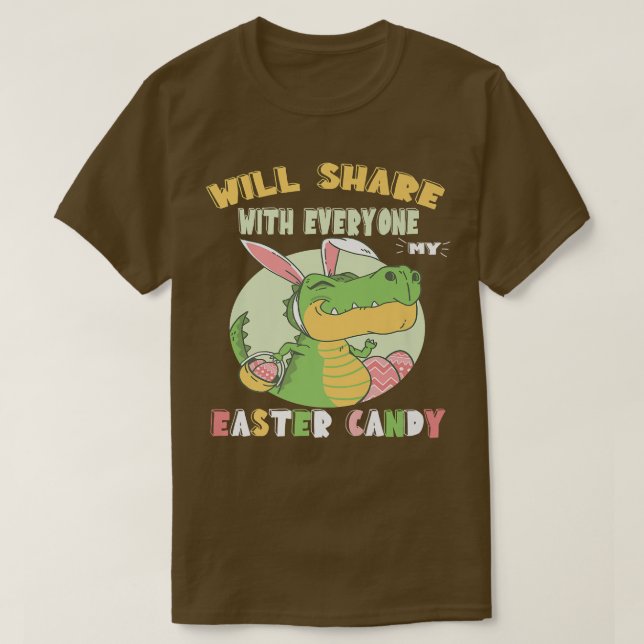 Camiseta Compartiré Con Todos Mis Dinosaurios De Pascua (Diseño del anverso)