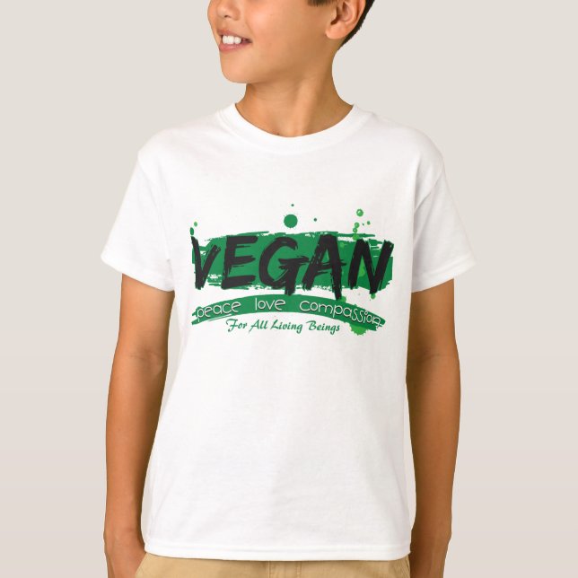 Camiseta Compasión del amor de la paz del vegano (Anverso)
