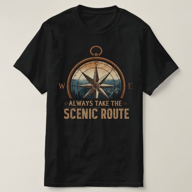 Camiseta Compass Camping Tee – Always Take The Scenic Route (Diseño del anverso)