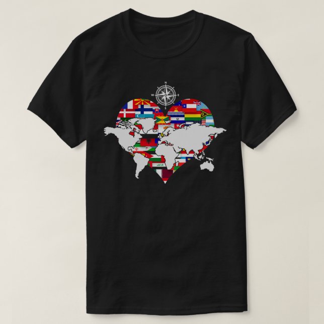 Camiseta Compass International Travelling World Map Heart W (Diseño del anverso)