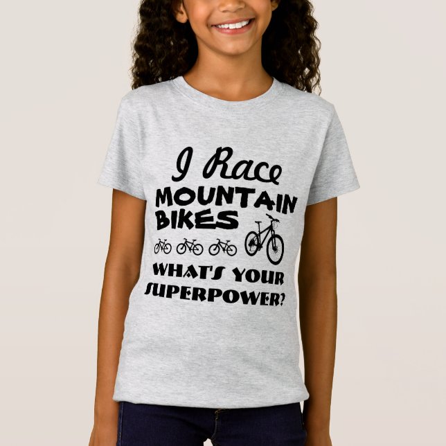 Camiseta ¿Compito con las bicis de montaña, qué soy su (Anverso)