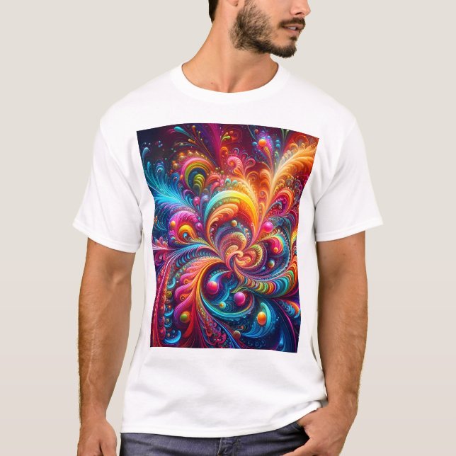 Camiseta Complejo Arte Geométrico Moderno Vibrante Natural (Anverso)