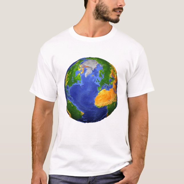 Camiseta Completa La Tierra Mostrando Datos Topográficos. (Anverso)