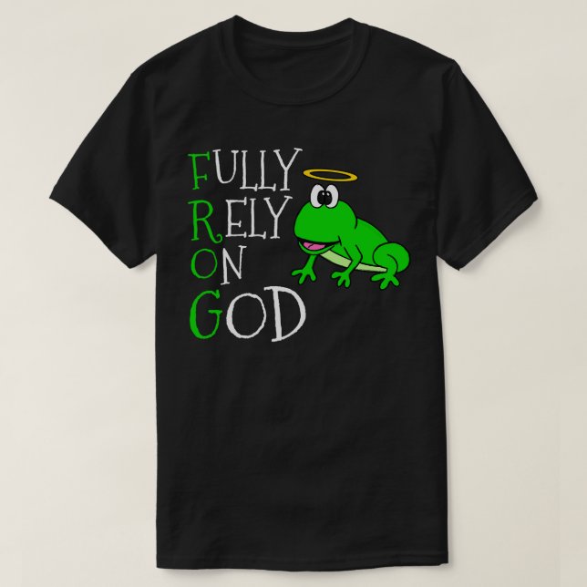 Camiseta Completamente Dependiendo De Dios Frog Iglesia Cri (Diseño del anverso)