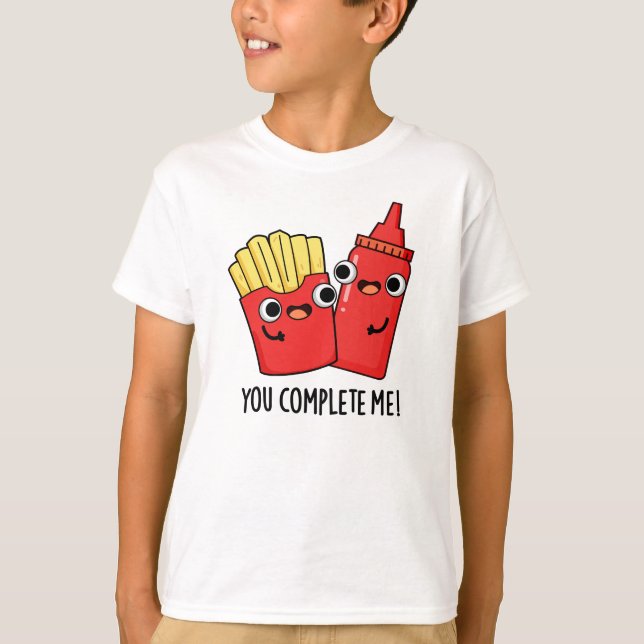 Camiseta Completarme Divertido Fries Ketchup Pun (Anverso)