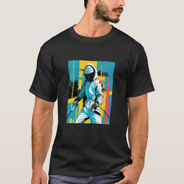 Camiseta Complete Fencing Gear Set Apparel Retro Pop Fencer (Anverso)