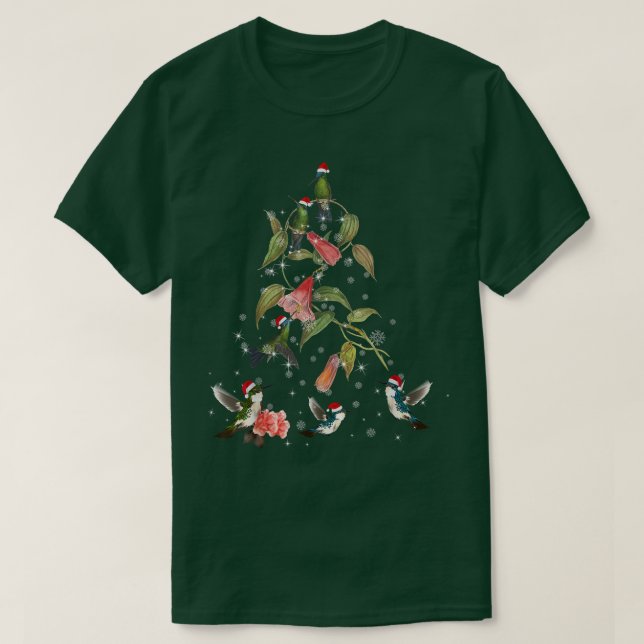 Camiseta Complicado Hummingbird Porche De Árbol De Navidad  (Diseño del anverso)