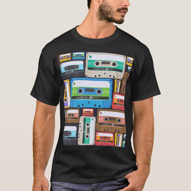 Camiseta Composición abstracta de casetes compactos (Anverso)
