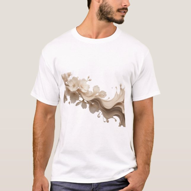 Camiseta Composición de arte de flor abstracta en negrita (Anverso)