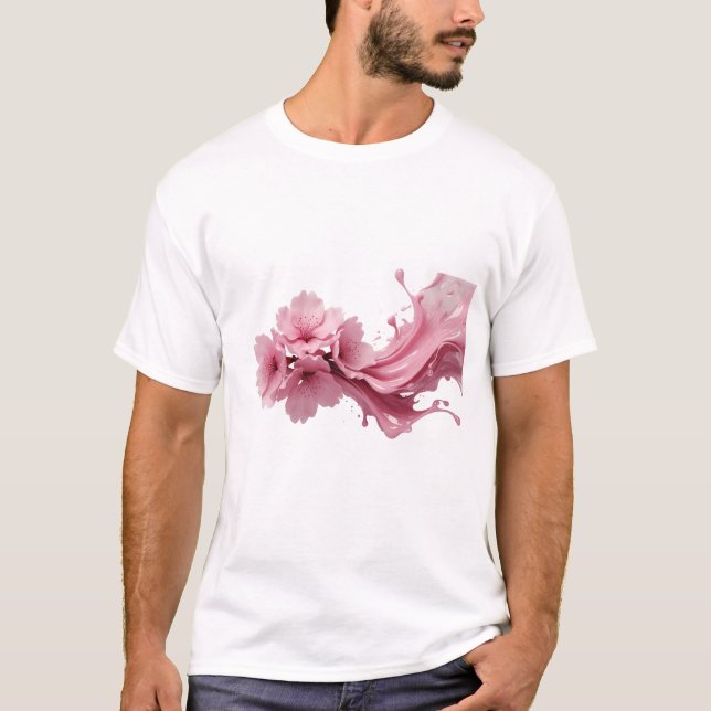 Camiseta Composición de arte de FLOR ABSTRACTA vibrante (Anverso)