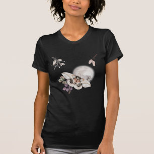 Camiseta Composición de la luna de mariposa de otoño vintag