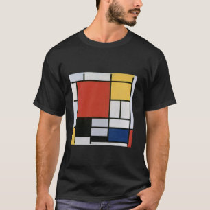 Camiseta Composición mondriana con Ar negro amarillo rojo