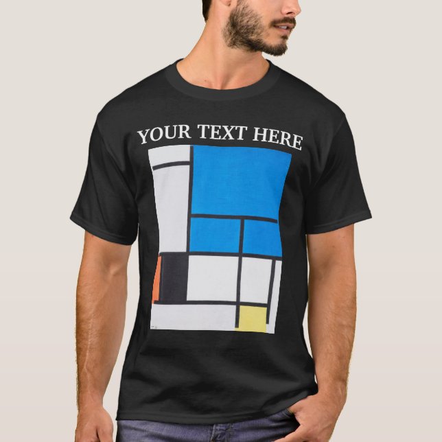 Camiseta Composición mondriana con plano azul grande (Anverso)