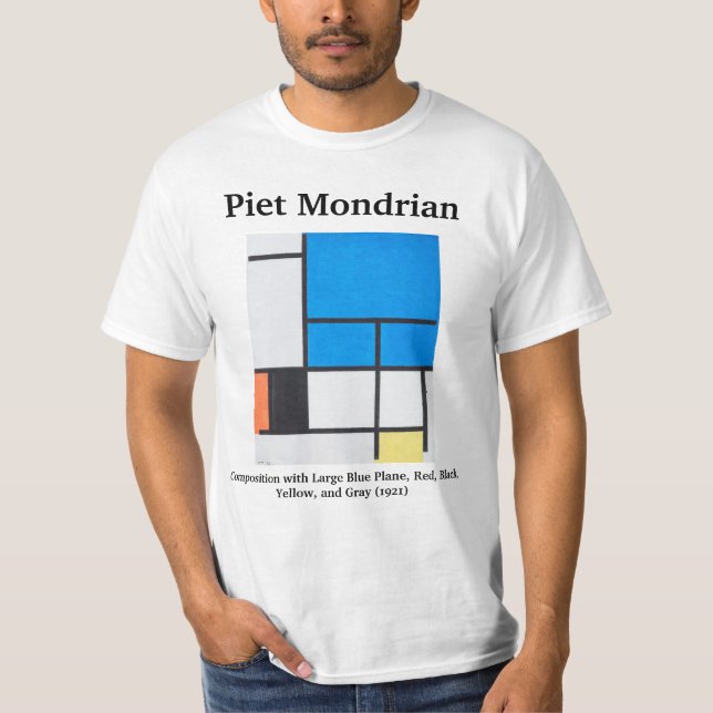 Camiseta Composición mondriana con plano azul grande (Anverso)