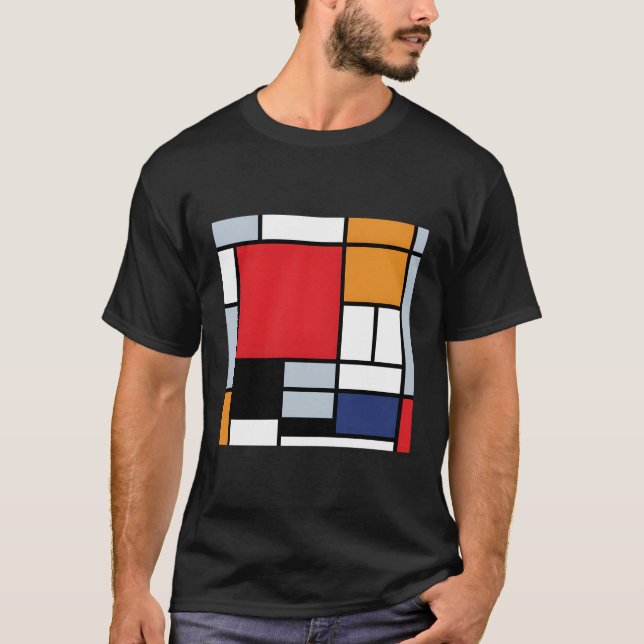 Camiseta Composición Mondriana De Pie Con Mod De Plano Rojo (Anverso)