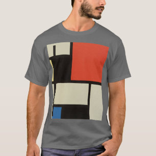 Camiseta Composición Mondriana Moderna Resumen Gris oscuro