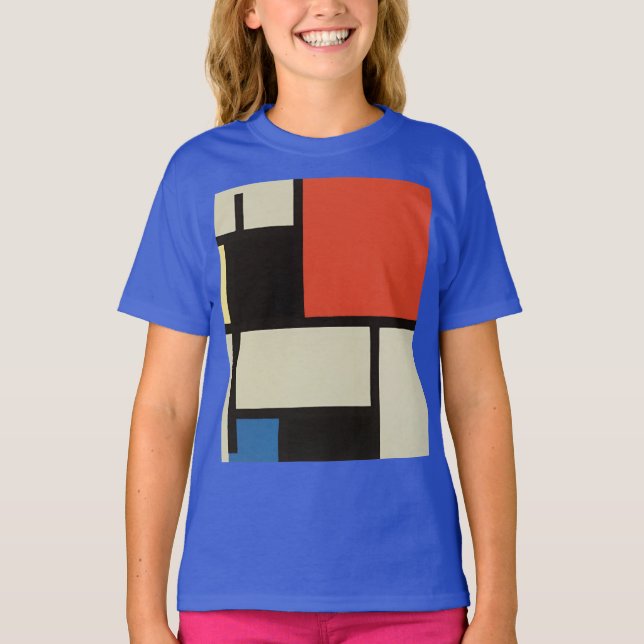 Camiseta Composición Mondriana Moderna Resumen Profundo Rea (Anverso)