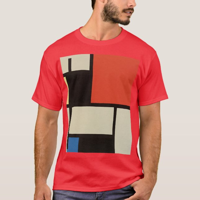 Camiseta Composición Mondriana Moderna Resumen Rojo (Anverso)