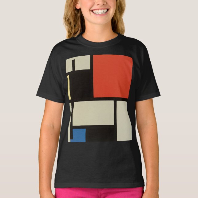 Camiseta Composición Mondriana Moderno Resumen Niños Negros (Anverso)