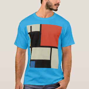 Camiseta Composición Mondrina Resumen moderno Verde azulado