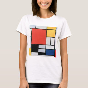 Camiseta Composición rojo, amarillo, azul, negro, mondrian