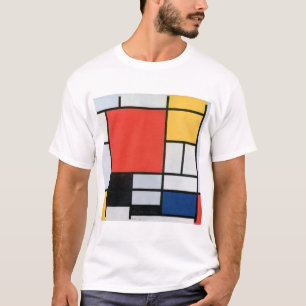 Camiseta Composición rojo, amarillo, azul, negro, mondrian