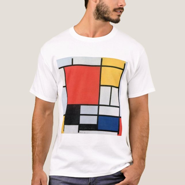 Camiseta Composición rojo, amarillo, azul, negro, mondriano (Anverso)