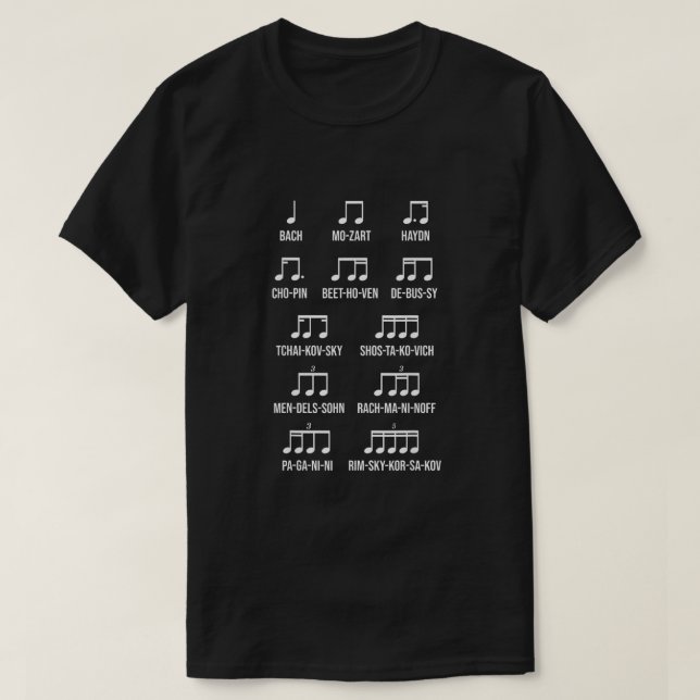 Camiseta Compositor Rhythm Music Gift Bach Mozart Beethoven (Diseño del anverso)