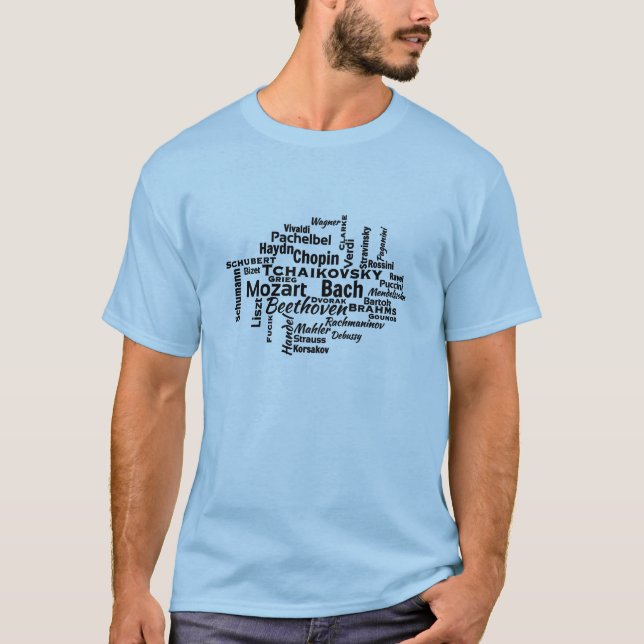 Camiseta Compositores clásicos Nube de palabras (Anverso)