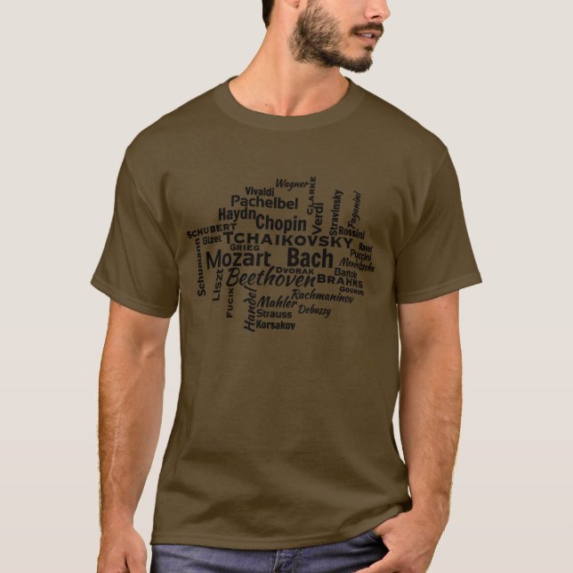Camiseta Compositores clásicos Nube de palabras (Anverso)