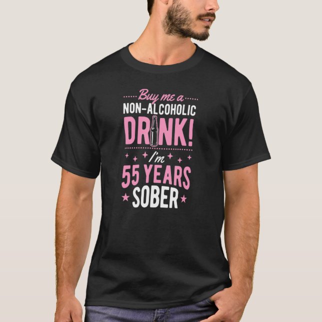 Camiseta Compra una bebida no alcohólica. Tengo 55 años de  (Anverso)