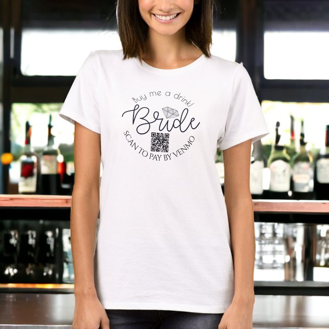 Camiseta Cómprame Una Bebida Novia Bachelorette Party QR Co (Subido por el creador)