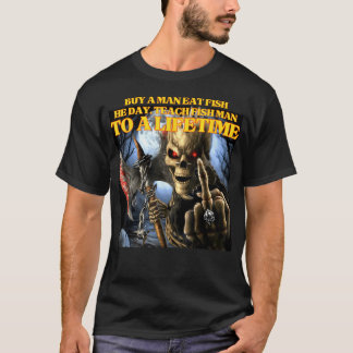 Camiseta Comprar a un hombre comer pescado mal divertido es