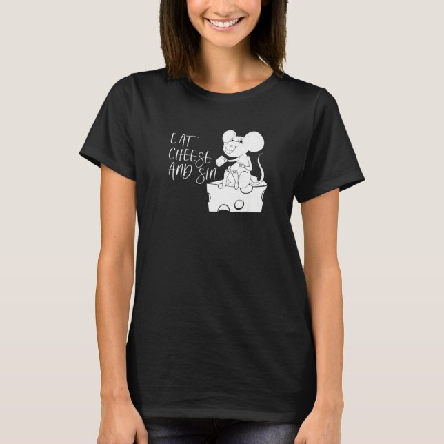 Camiseta Comprar Comer Queso Y Pecado  Rata Que Dice (Anverso)