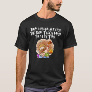 CAMISETA COMPRAR UN HOMBRE COMER PESCADO, EL DÍA, ENSEÑAR A