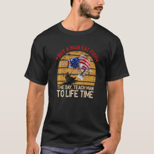 Camiseta Comprar Un Hombre Comer Pescado El Día Enseñar Al 