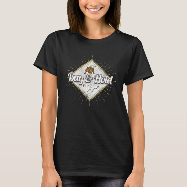 Camiseta Comprar y mantener la bolsa de valores de inversor (Anverso)