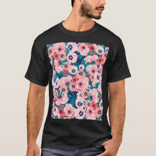Camiseta Comprimido Floral de acuarela: Peonies de época.