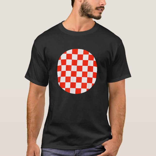 Camiseta Comprobador de patrón de tablero de cheques rojo y (Anverso)