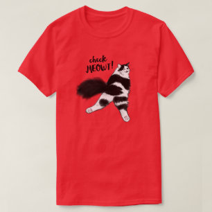 Camiseta Comprobar Meowt Funny Black and White Cat Sploot