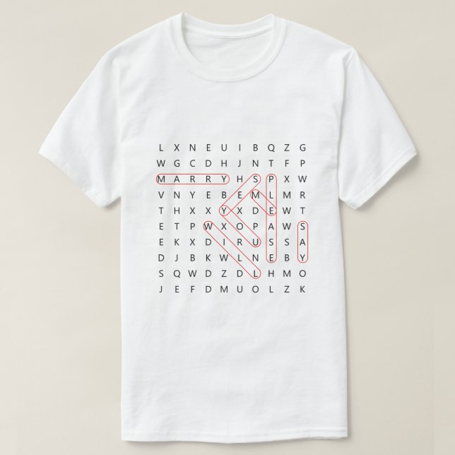 Camiseta Compromiso de propuesta de Groom Búsqueda de palab (Diseño del anverso)