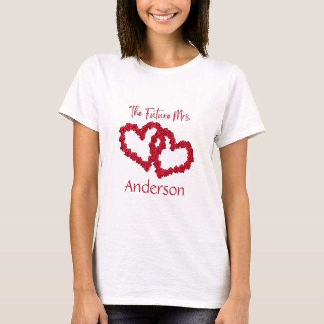 Camiseta Compromiso Personalizado Bachelorette Red Heart (Anverso)